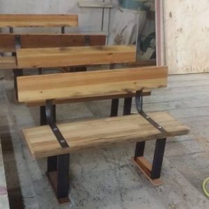 Reclaimed Wood and Steel Bench